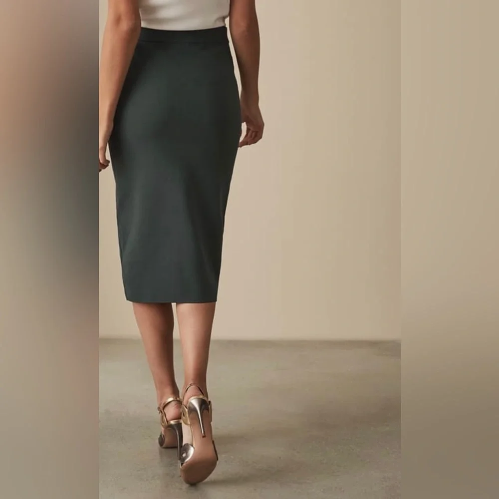 REISS Hatty Button Front Skirt Green Size M NWT